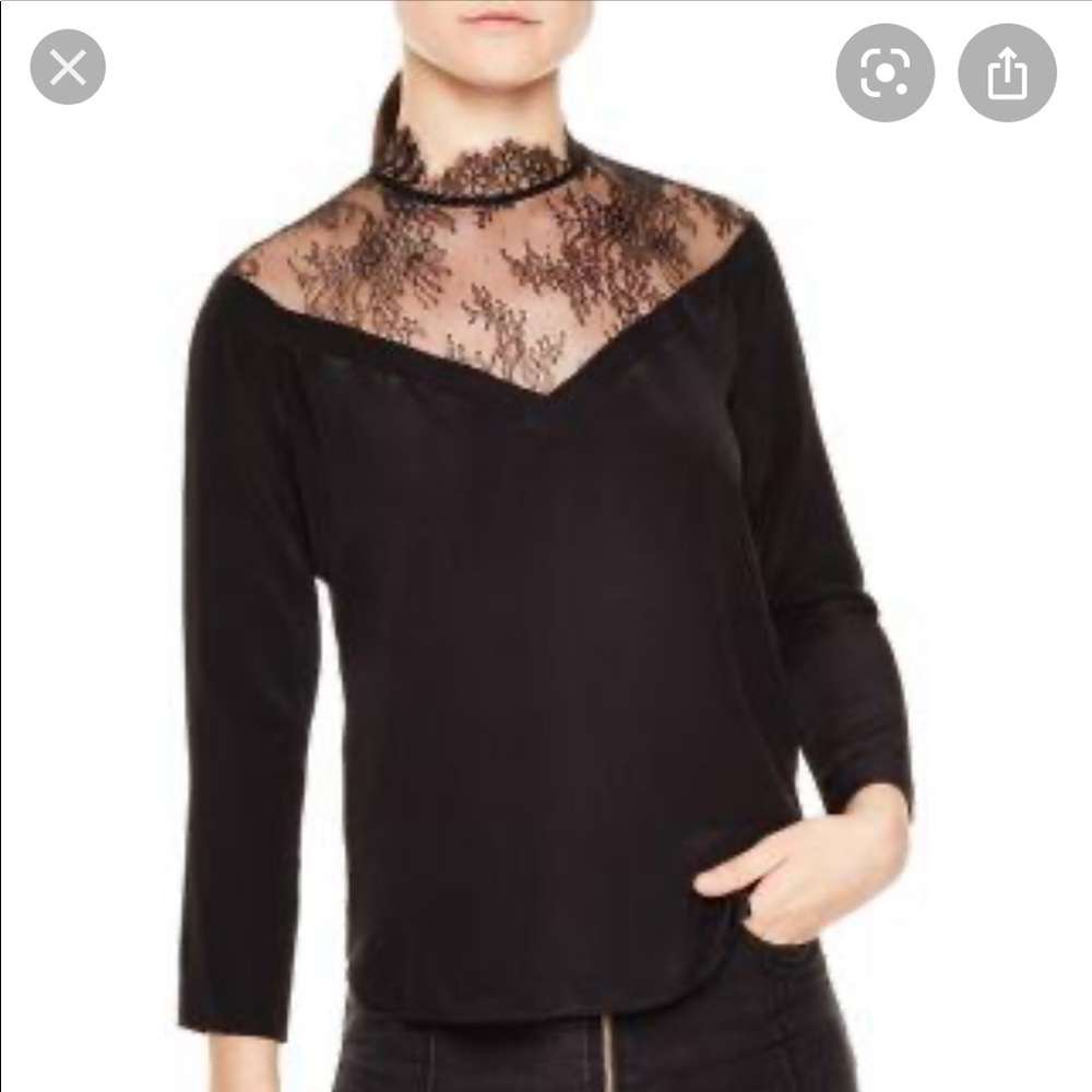 Sandro 100%Slik Lace Top View 2